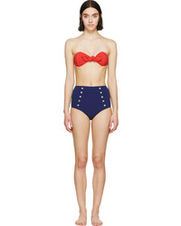 Lisa Marie Fernandez Red Navy High Waisted Poppy Bikini