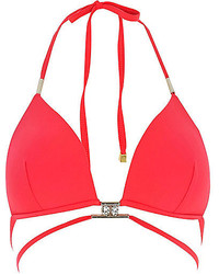 River Island Red Strappy Gem Triangle Bikini Top