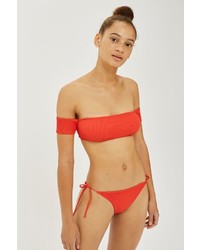 Topshop Ribbed Bardot Bikini Top