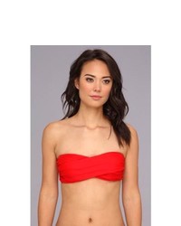 Shoshanna Solid Twist Bandeau Bikini Top Swimwear Cherry Red