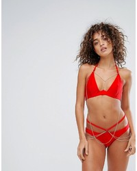 Wolf & Whistle Plunge Bikini With Exposed Cradle & Chain