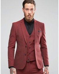 Asos Brand Super Skinny Suit Jacket In Dark Red