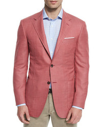 Canali Hopsack Wool Two Button Sport Coat Red