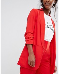 Asos Mix Match Blazer With Rouched Sleeve