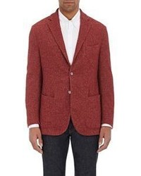 Montedoro Herringbone Weave Sportcoat Red Size Na