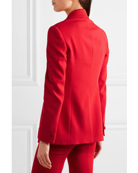 Versace Satin Trimmed Crepe Blazer Red