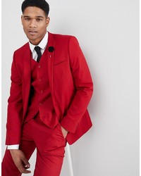 ASOS DESIGN Skinny Suit Jacket In Scarlet Red