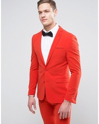ASOS Super Skinny Suit Jacket In Dark Red