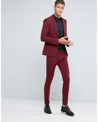 Asos Super Skinny Suit Jacket In Dark Red