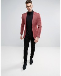 Asos Super Skinny Suit Jacket In Red Twist