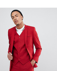 ASOS DESIGN Tall Skinny Suit Jacket In Scarlet Red