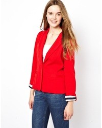 Yumi Fitted Jersey Blazer Red