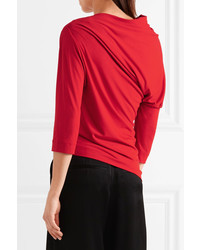 Vivienne Westwood Anglomania Liberate Asymmetric Draped Stretch Jersey Top Red