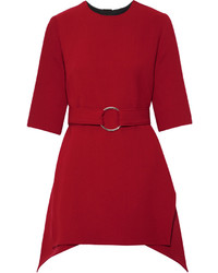 Marni Asymmetric Belted Wool Crepe Top Claret