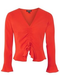 Topshop Long Sleeve Ruched Blouse