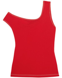 Jacquemus One Shoulder Cotton Jersey Top Red