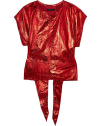 Isabel Marant Open Back Metallic Leather Top Red