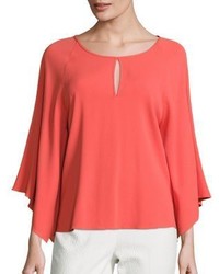 Josie Natori Solid Flutter Sleeve Top