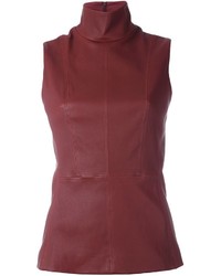 Thierry Mugler Mugler Leather Funnel Neck Top