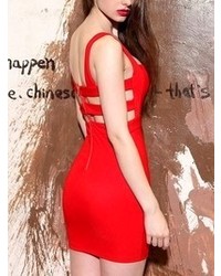 Choies Red Cut Out Back Bodycon Dress