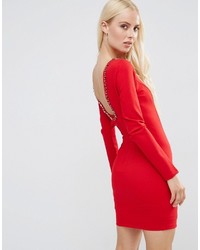 Forever Unique Gwyneth Long Sleeve Scoop Back Mini Dress With Embelisht