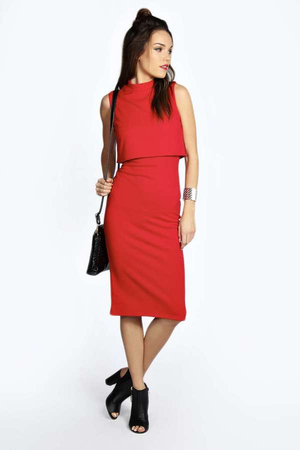 double layered midi dress