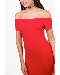 Boohoo Lucie Cap Sleeve Off The Shoulder Bodycon Dress