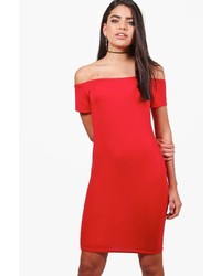 Boohoo Lucie Cap Sleeve Off The Shoulder Bodycon Dress
