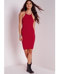 Missguided Cross Back Jersey Bodycon Dress Red