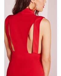 Missguided High Neck Open Side Bodycon Dress Red