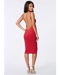 Missguided Low Back Strappy Jersey Midi Dress Red
