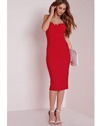 Missguided Strappy Bustier Bodycon Dress Red
