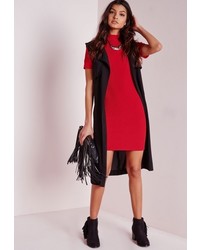 Missguided Wrap Back Ribbed Bodycon Dress Red