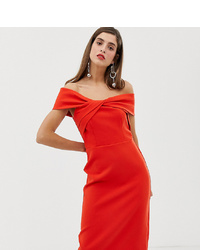 River Island Off The Shoulder Bodycon Dress In Red