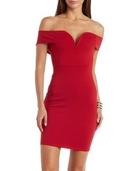 Plunging Off The Shoulder Bodycon Dress