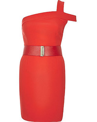 River Island Red One Shoulder Bodycon Dress