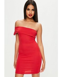 Missguided Red Overlay Bandeau Bodycon Dress