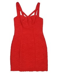 Rebecca Minkoff Red Silk Ruched Bodycon Sleeveless Dress