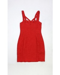 Rebecca Minkoff Red Silk Ruched Bodycon Sleeveless Dress