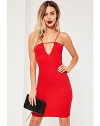 Missguided Red Strap Detail Bodycon Mini Dress