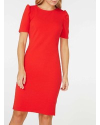 Dorothy Perkins Red Tuck Sleeve Bodycon Dress
