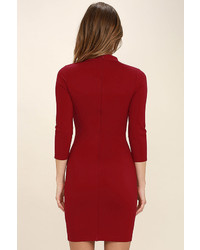 LuLu*s Seven Wonders Dark Red Bodycon Dress