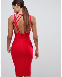 Vesper Strappy Back Midi Dress In Red