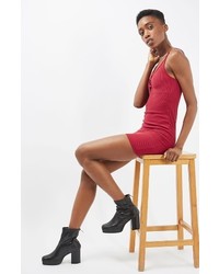 Topshop Strappy Ribbed Body Con Dress