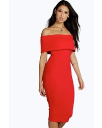 Boohoo Willow Oversized Off The Shoulder Bodycon Dress