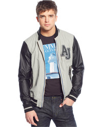Armani Jeans Aj Mixed Media Varsity Jacket, $350 | Macy's | Lookastic