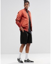 Asos Brand Bomber Jacket With Ma1 Pocket In Rust