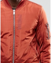 Asos Brand Bomber Jacket With Ma1 Pocket In Rust
