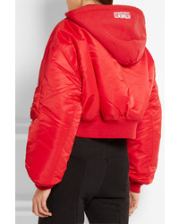 Vetements Hooded Shell Bomber Jacket Red