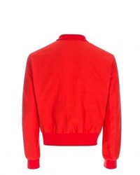 Paul Smith Red Cotton Ramie Bomber Jacket